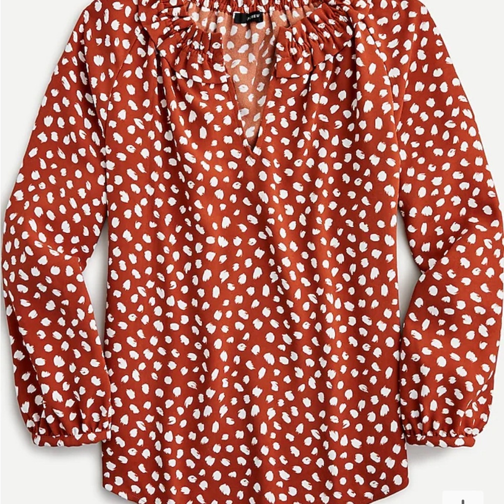 J Crew Drapey ruffleneck top in brushstroke printed 365 crepe XXS
